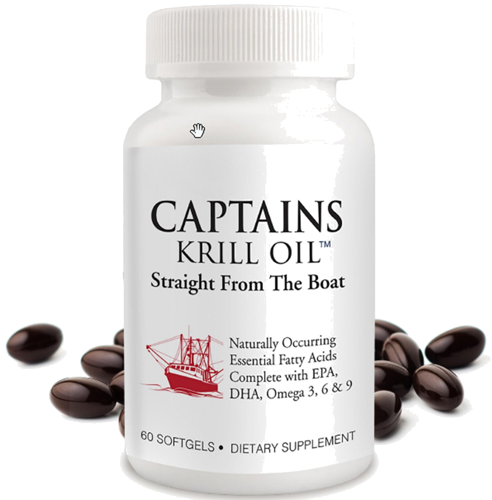 Captains Krill Oil bottle with softgels